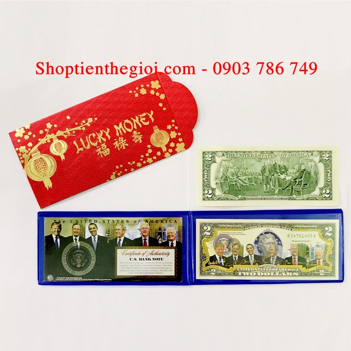 Tiền 2USD in màu 6 tổng thống Mỹ - SP005196